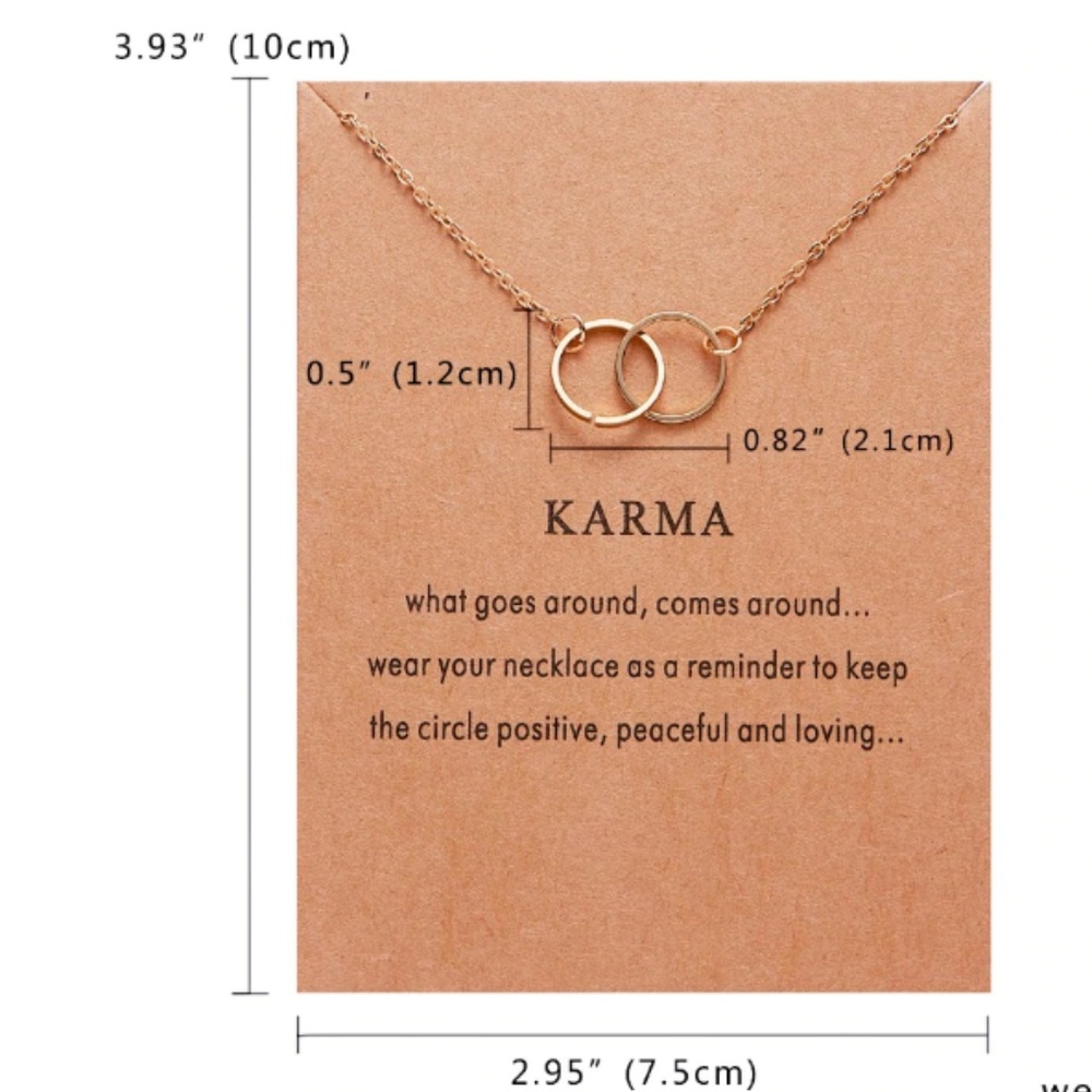Karma Boho Indie Layering Gold Charm Necklace - Picture 3 of 8